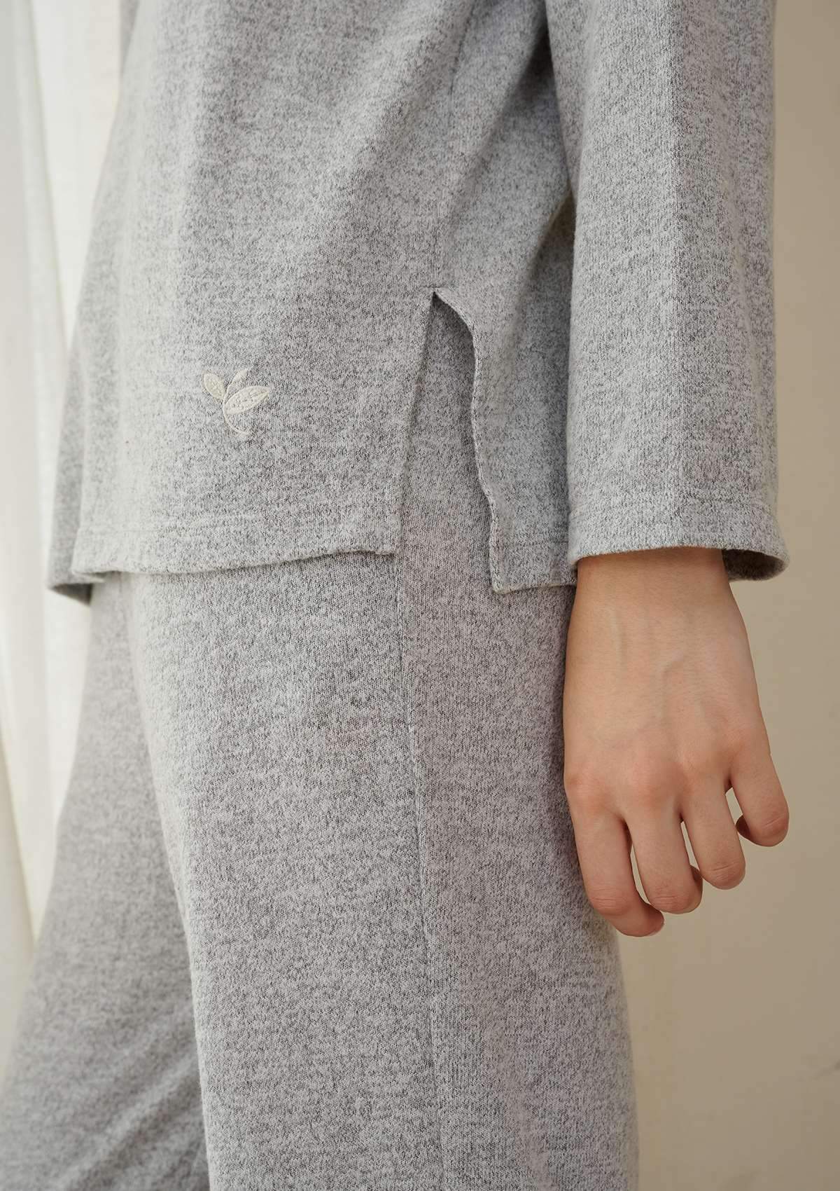 HSIA Knit Long Sleeve Pajama Set - Set / M / Gray