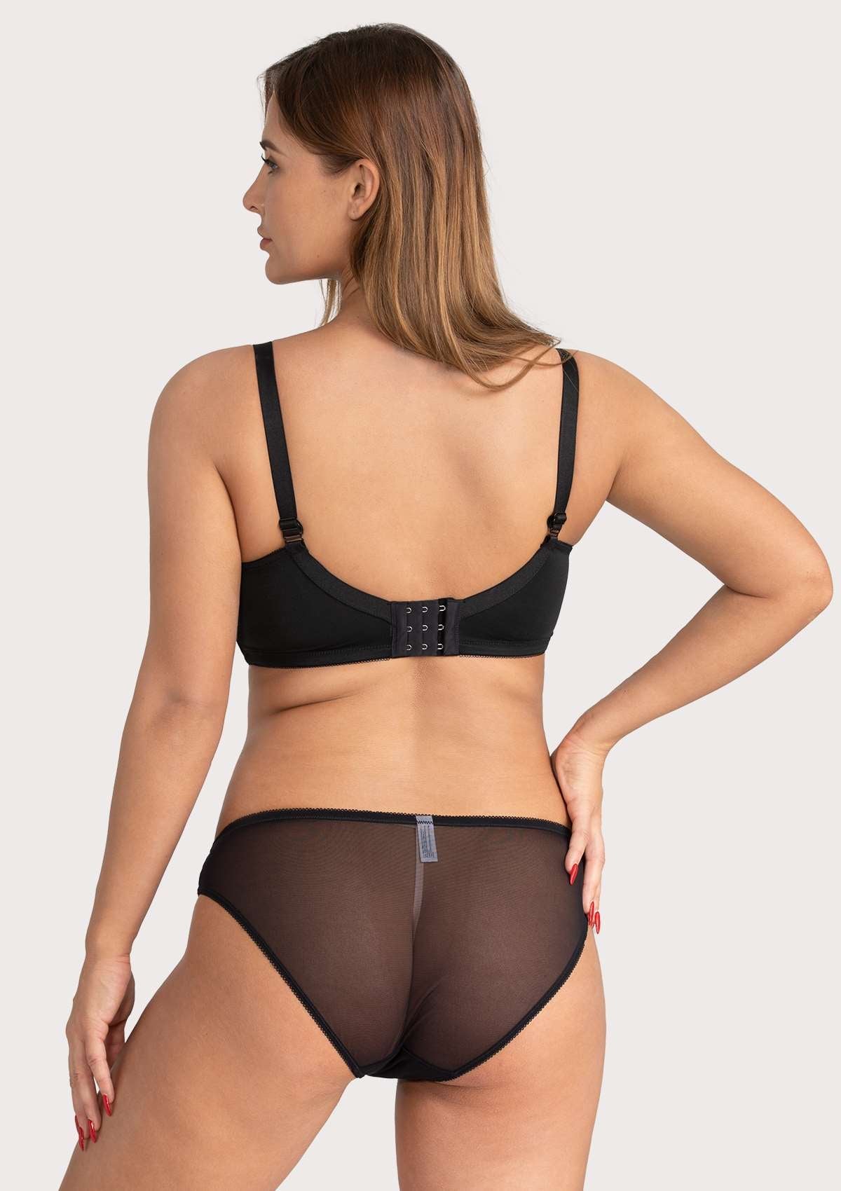 HSIA Anemone Lace Bra And Panties: Back Support Wired Bra - Black / 34 / DD/E