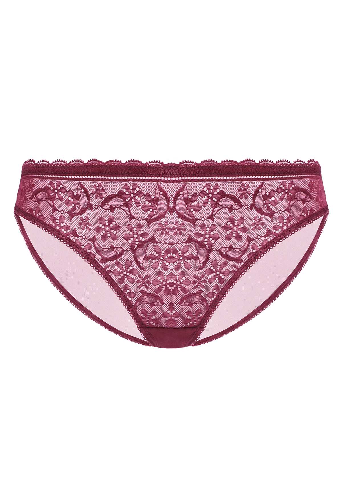 HSIA Anemone Lace Dolphin-Patterned Front And Mesh Back Panties-3 Pack - XL / Black+Burgundy+White