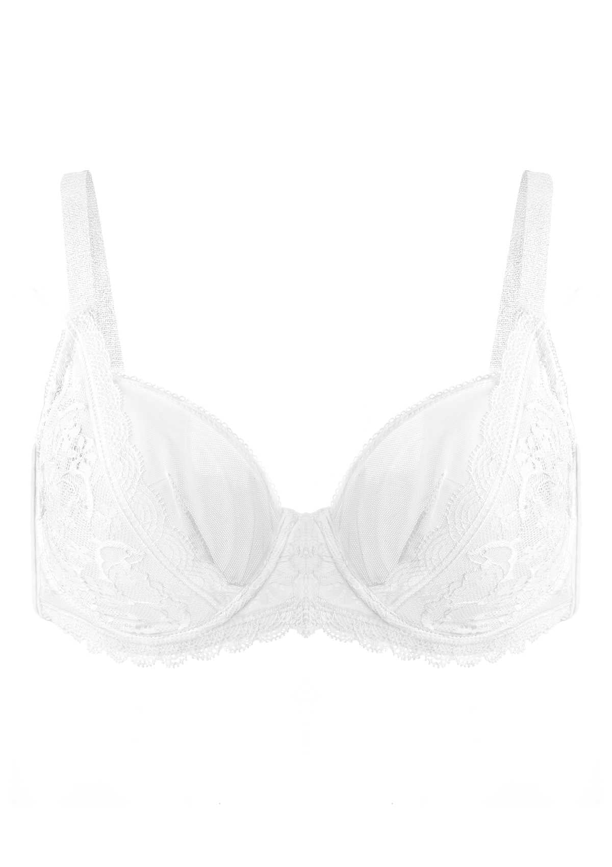 HSIA Anemone Big Bra: Best Bra For Lift And Support, Floral Bra - White / 38 / DDD/F