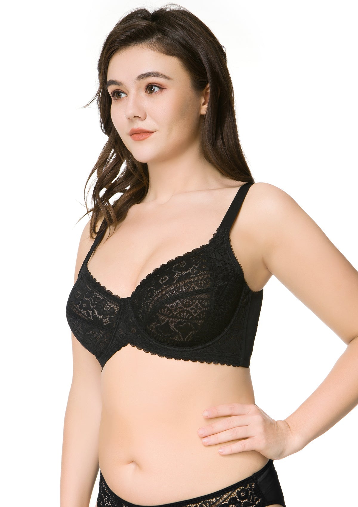 HSIA Freesia Unlined Balconette Bra: Non-Padded Lace Underwire Bra - Orange / 36 / D