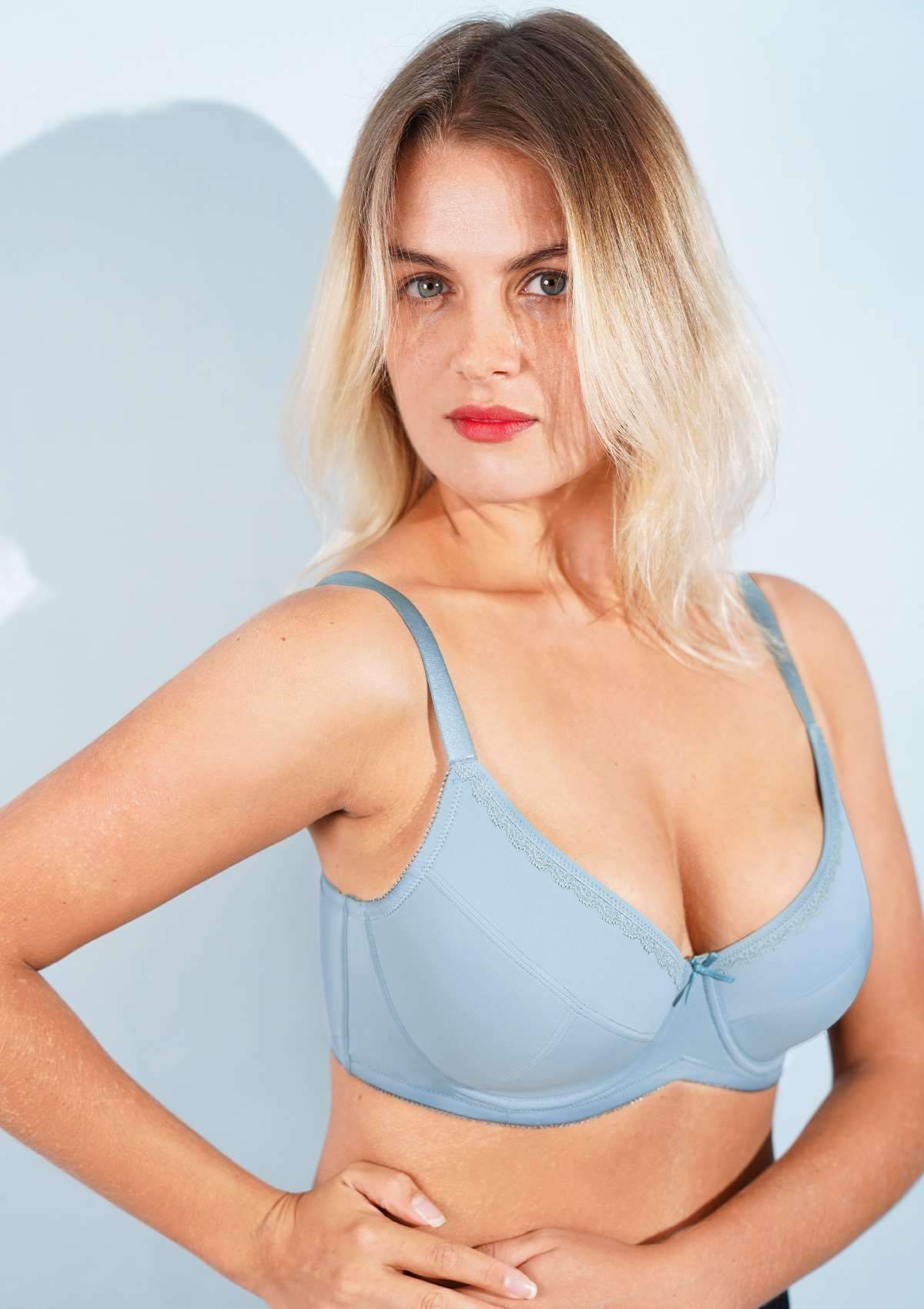 HSIA Lightly Padded Comfort Everyday Underwire Bra - Light Blue / 42 / D