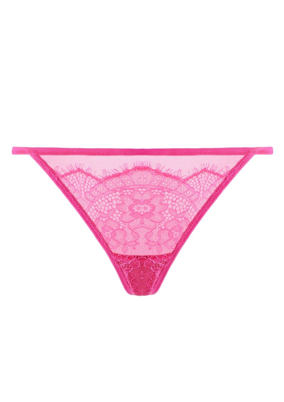 HSIA Mesh Eyelash Lace String Thongs 3 Pack - M / Black+Pink+White