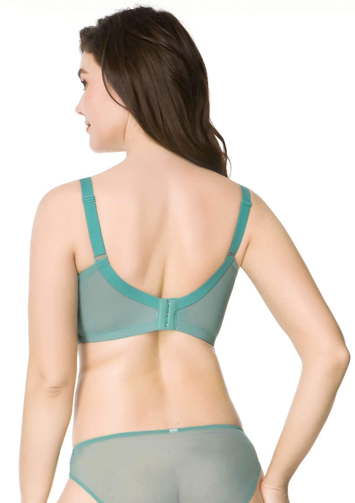 HSIA Peony Lace Unlined Supportive Underwire Bra - Green / 34 / DDD/F