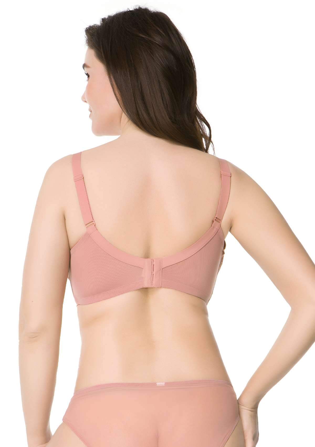 HSIA Peony Lace Unlined Supportive Underwire Bra - Light Coral / 38 / D
