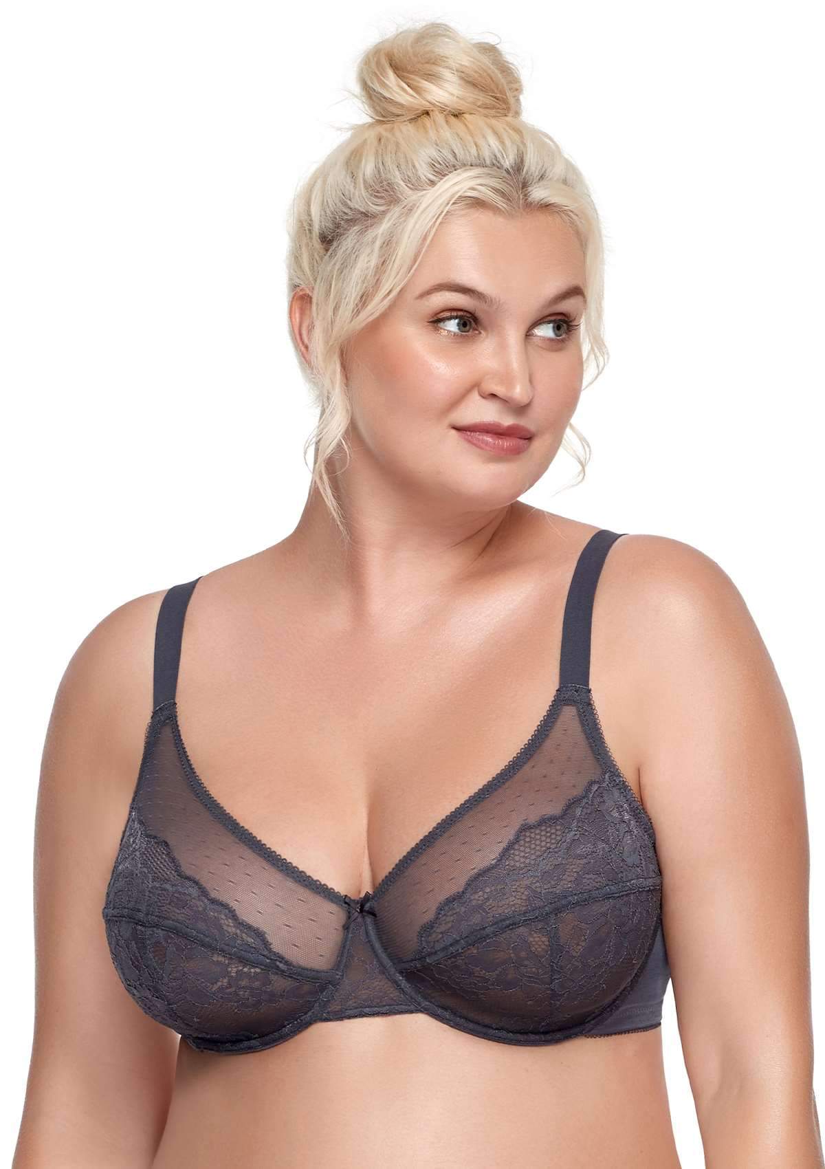 HSIA Enchante Matching Bra And Underwear Sets: Uplift Big Boobs Bra - Dark Gray / 44 / DD/E