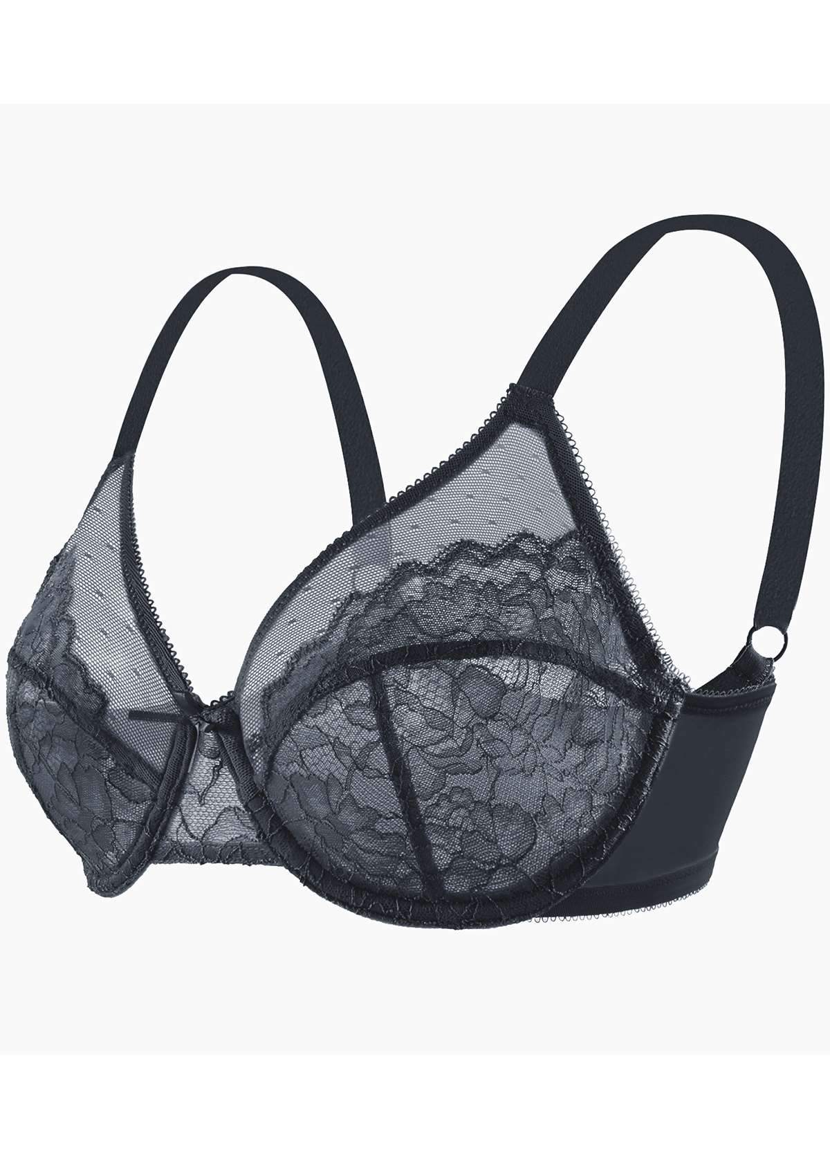 HSIA Enchante Matching Bra And Underwear Sets: Uplift Big Boobs Bra - Dark Gray / 34 / DD/E