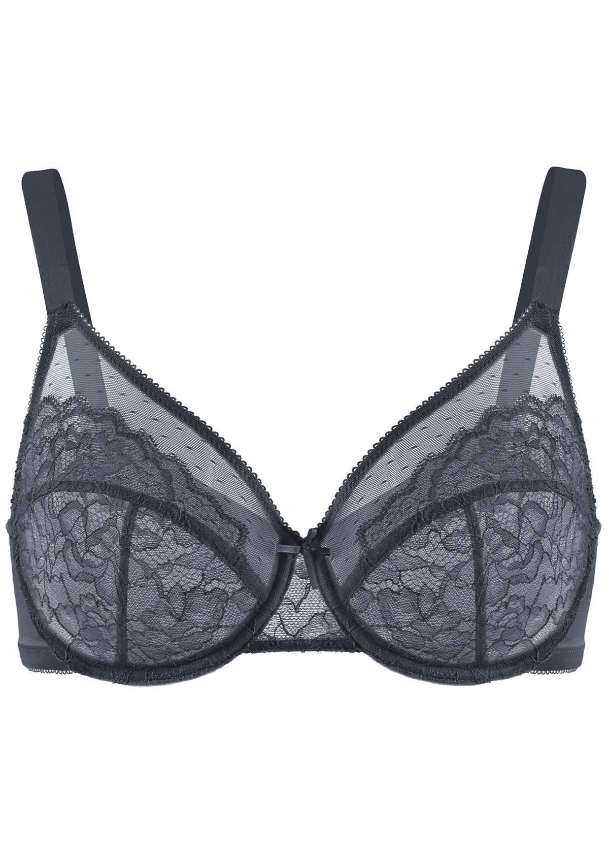 HSIA Enchante Matching Bra And Underwear Sets: Uplift Big Boobs Bra - Dark Gray / 44 / DD/E