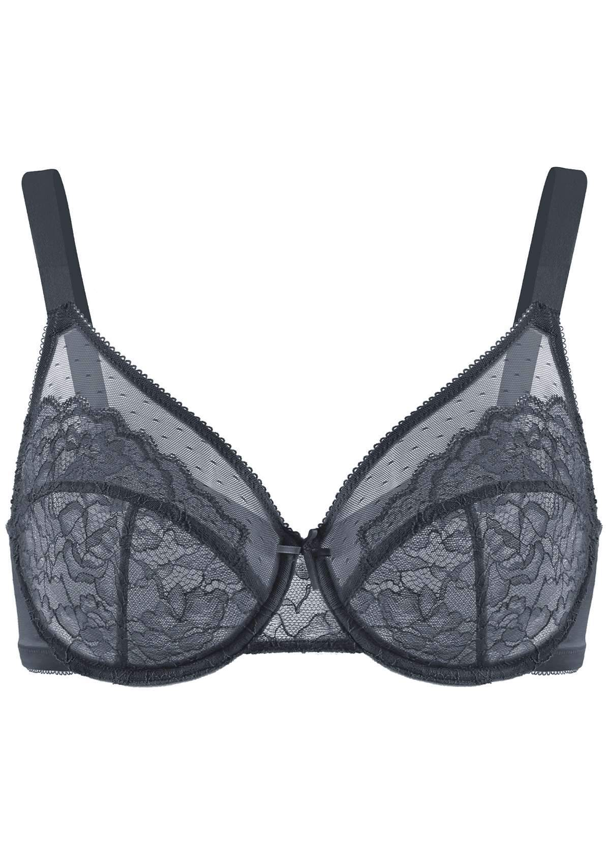 HSIA Enchante Matching Bra And Underwear Sets: Uplift Big Boobs Bra - Dark Gray / 36 / C