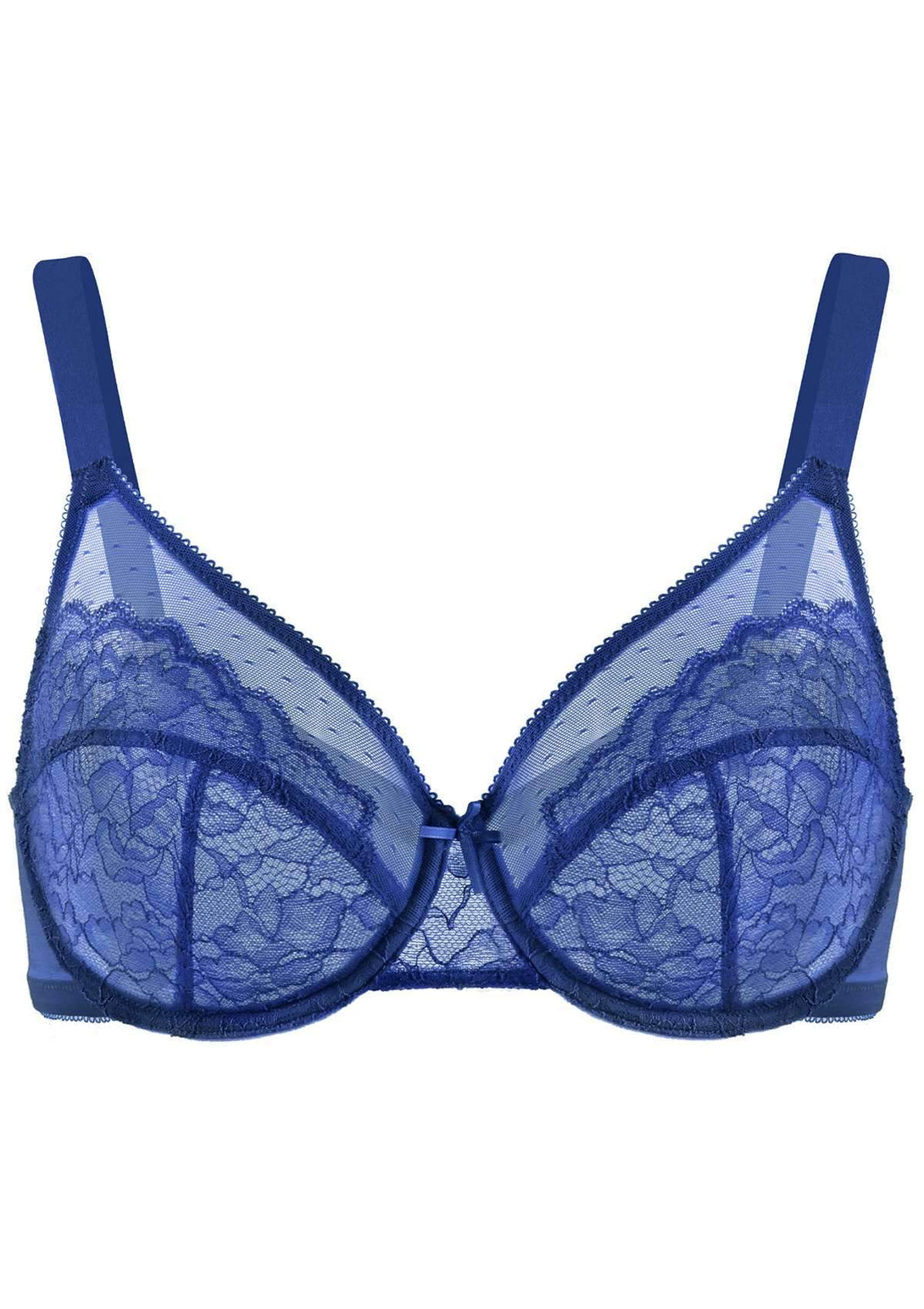 Petal Vine - Royal Blue Unlined Underwire Lace Bra | HSIA