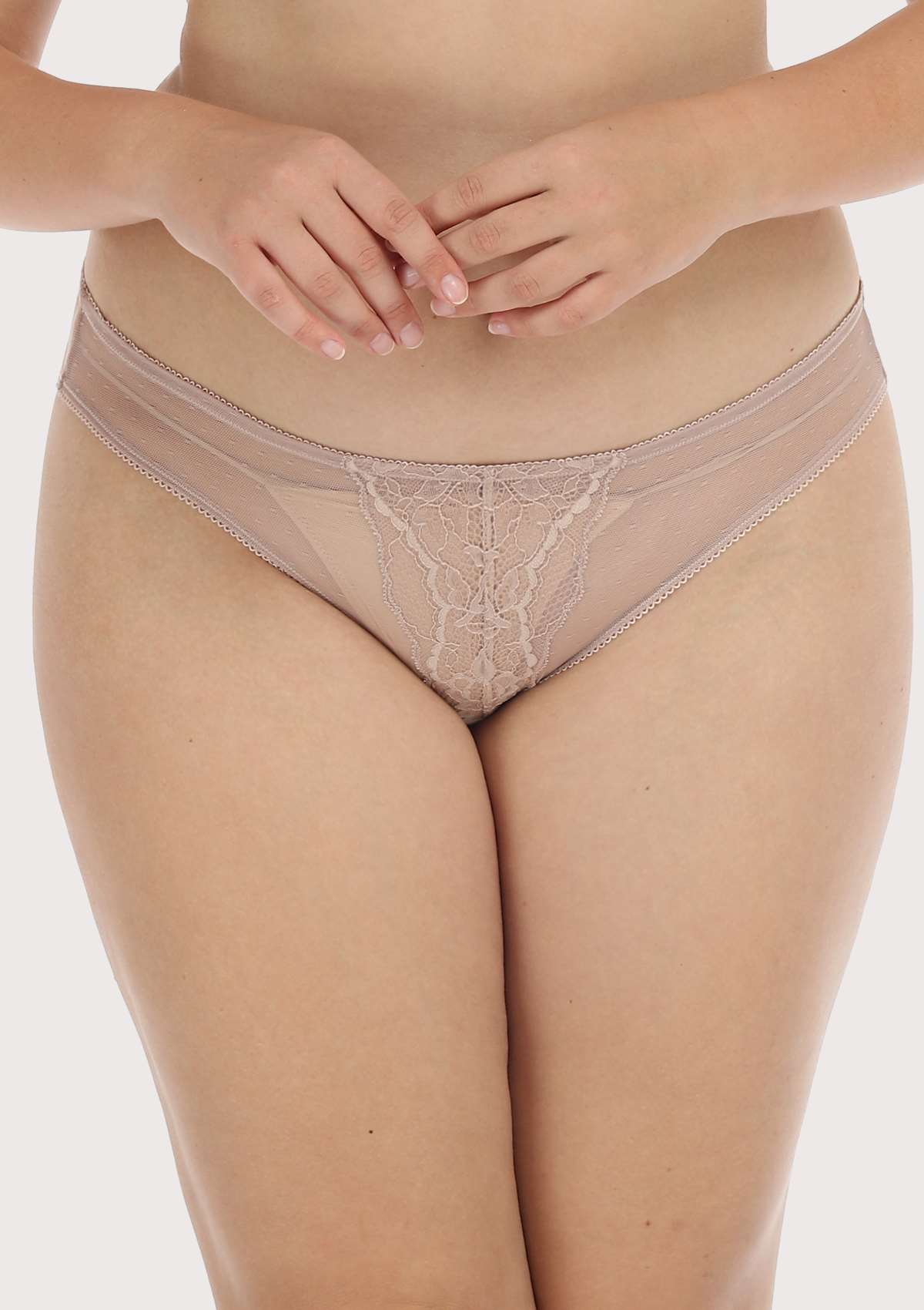 HSIA Mid-Rise Sheer Stylish Lace-Trimmed Supportive Comfy Mesh Pantie - L / Dark Pink / Bikini