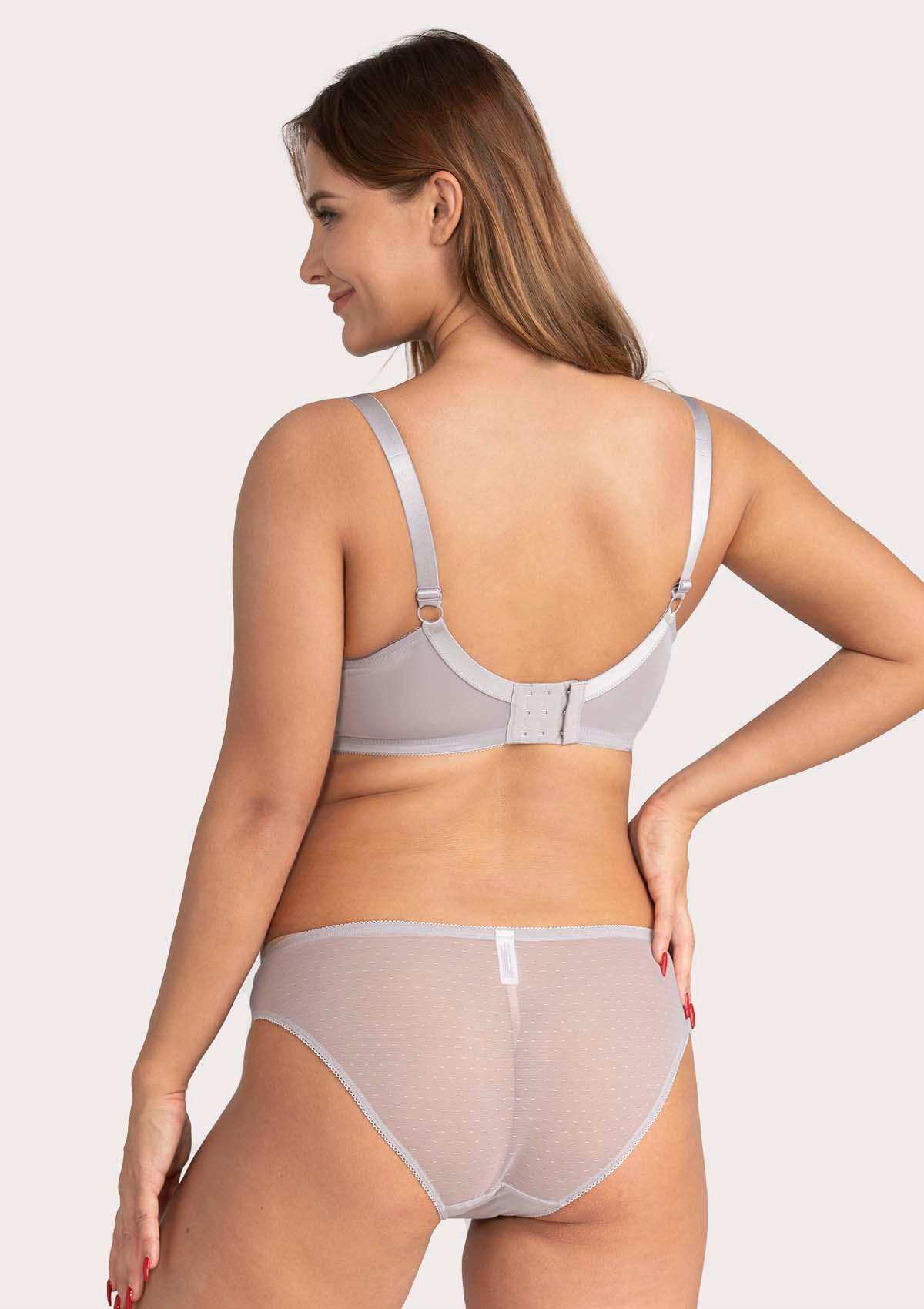 HSIA Enchante Lace Bra And Panties Set: Back Support Bra For Posture - Light Gray / 34 / DDD/F