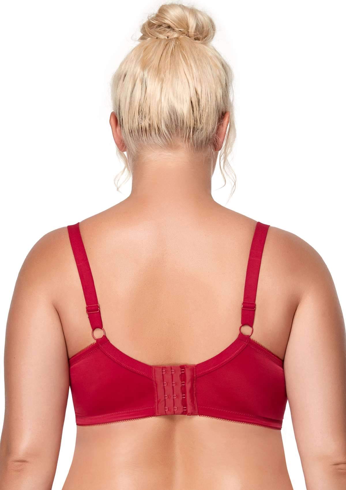 HSIA Enchante Full Support Lace Underwire Bra: Ideal For Big Breasts - Crimson / 34 / C