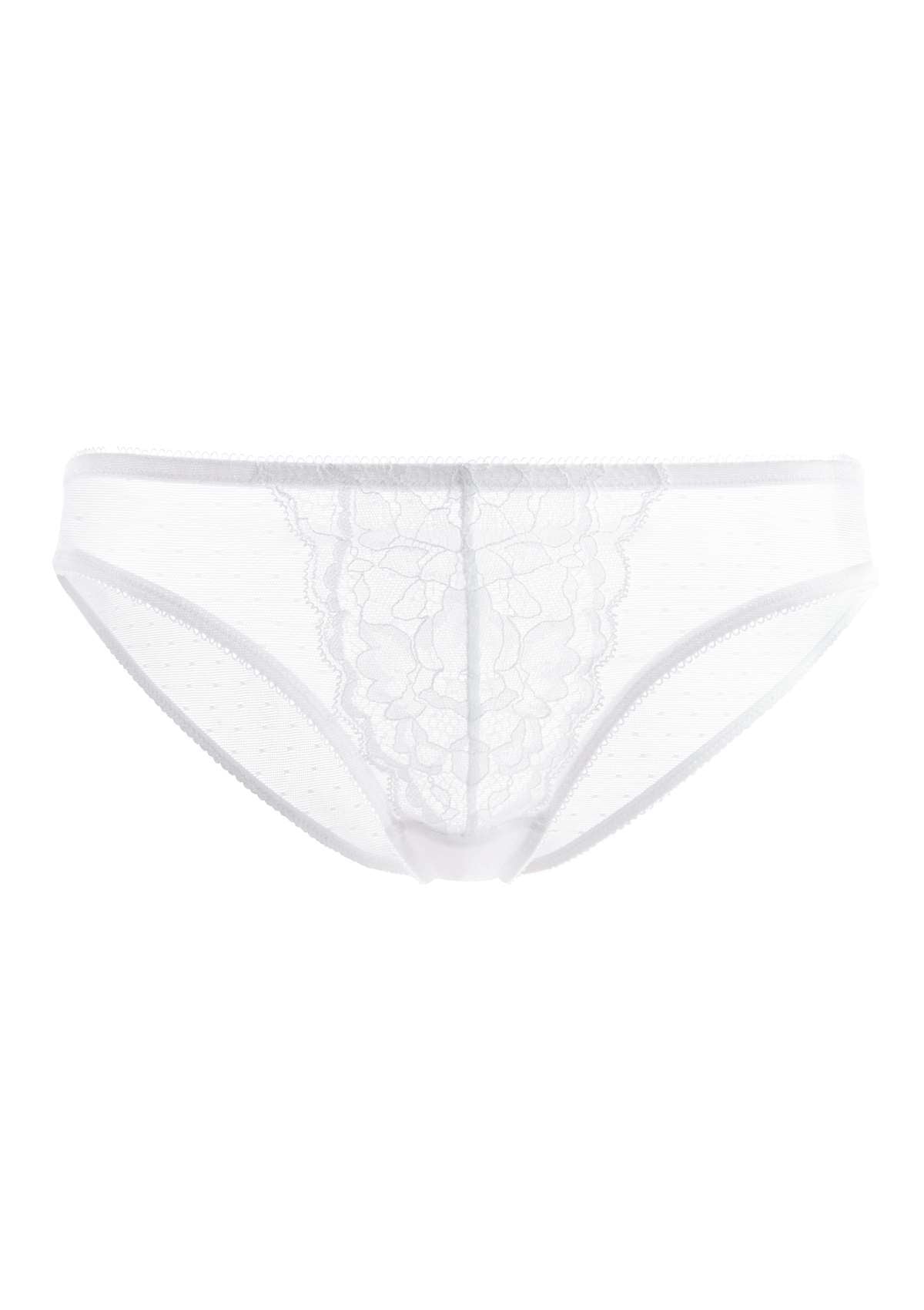 HSIA Enchante Mid-Rise Sheer Comfortable Trendy Lace Floral Mesh Pantie - L / White / Bikini
