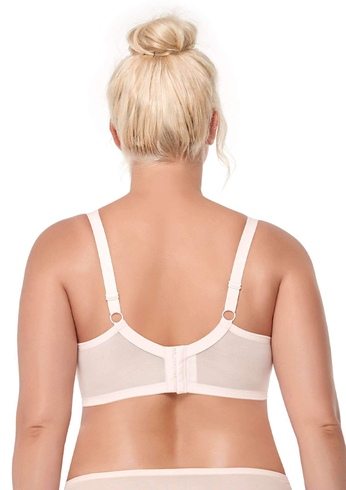 HSIA Forget Me Not Thin Bra: Wide Band Bra For Wide Set Breasts - Dusty Peach / 34 / DD/E