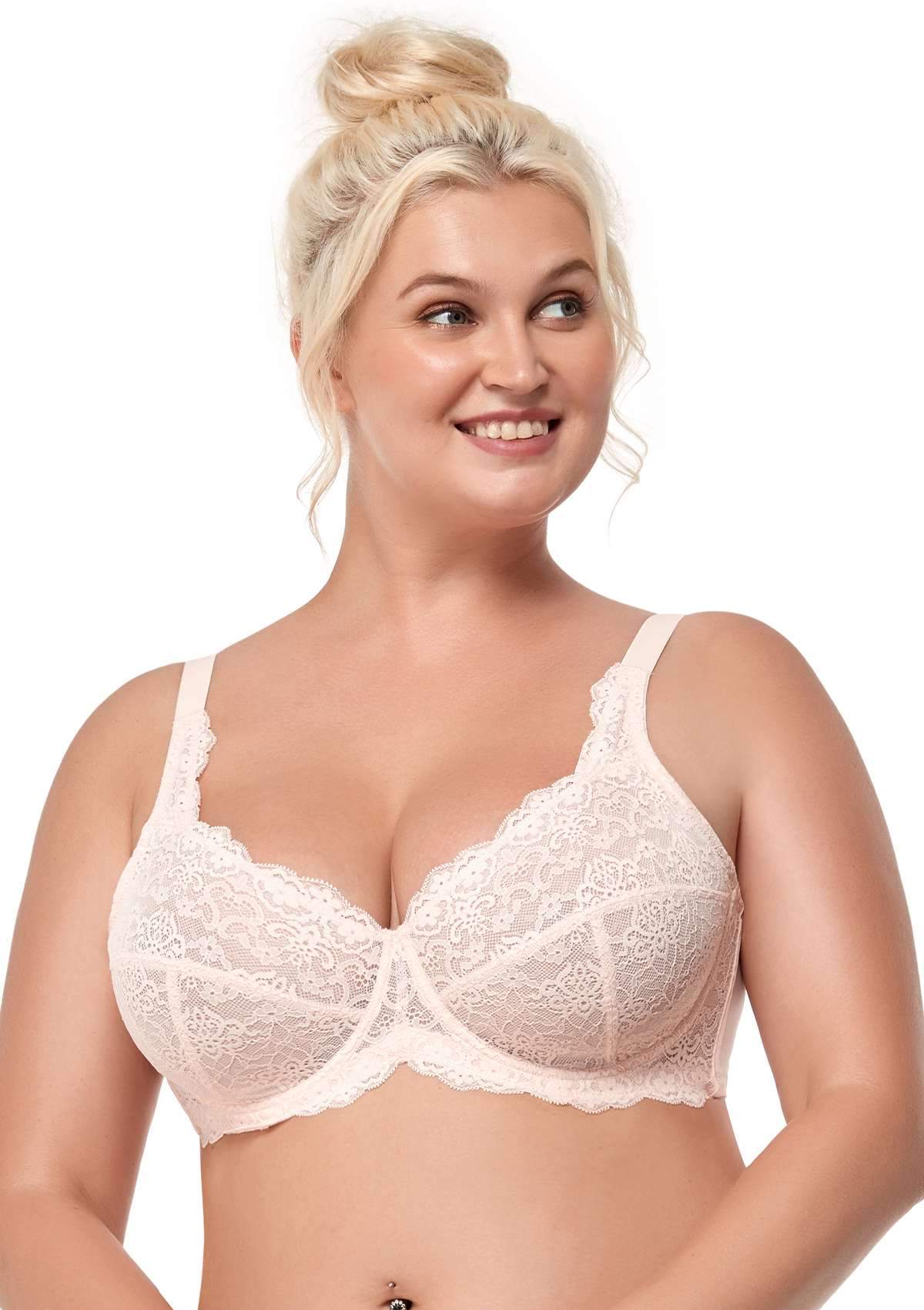 HSIA Forget Me Not Thin Bra: Wide Band Bra For Wide Set Breasts - Light Coral / 36 / DD/E