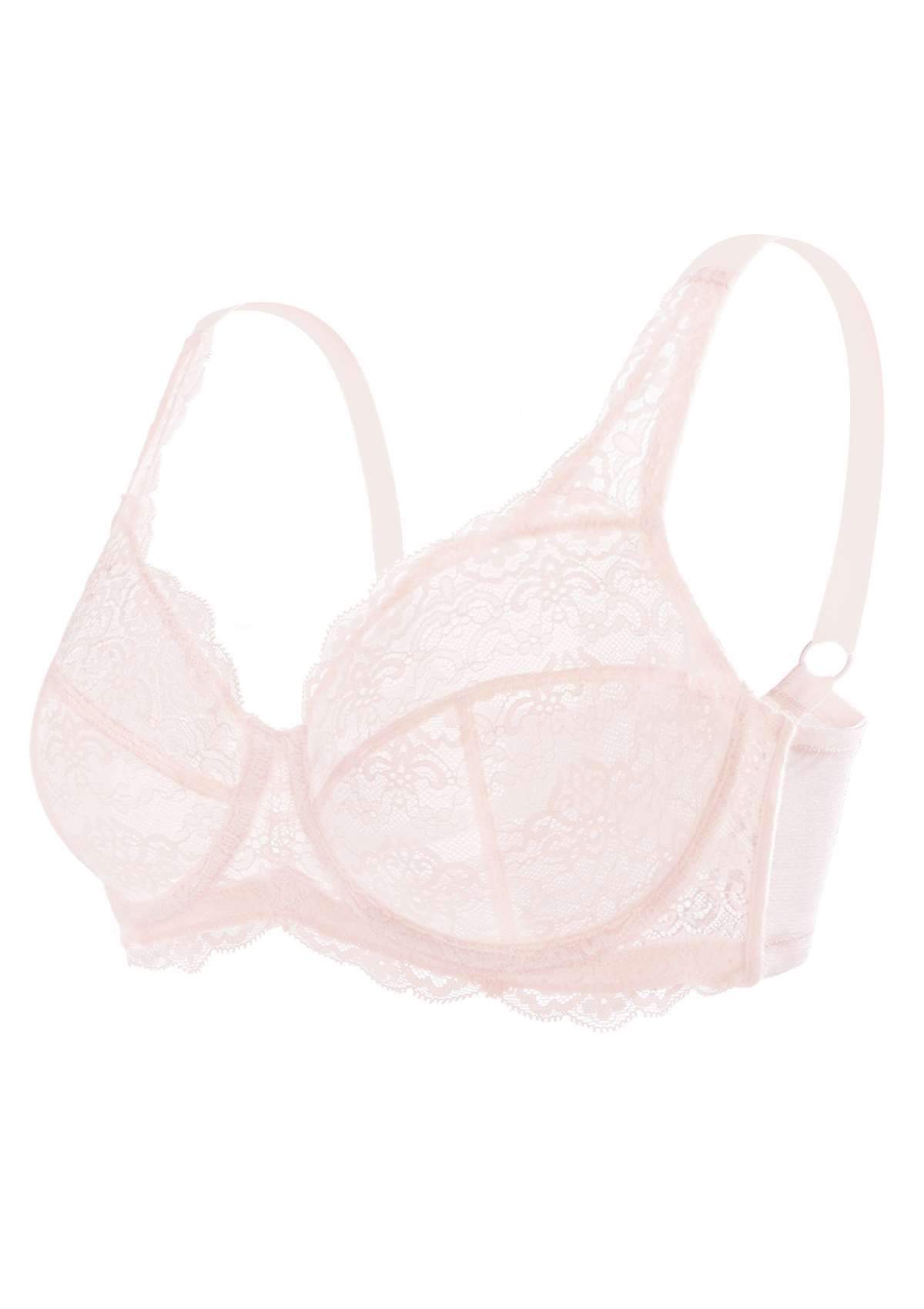 HSIA Forget Me Not Thin Bra: Wide Band Bra For Wide Set Breasts - Dusty Peach / 34 / DDD/F