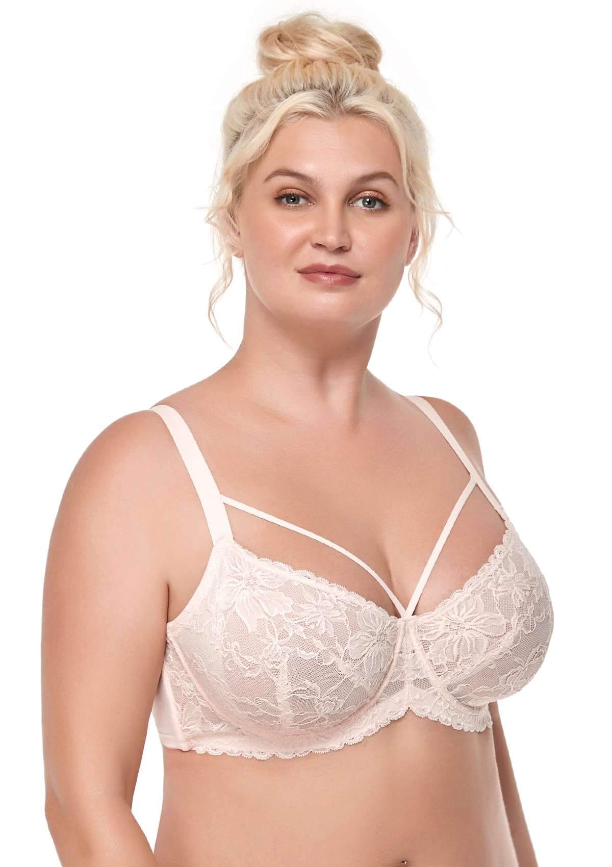 HSIA Pretty In Petals Underwire Lace Bra: No Padding, Full Cup Bra - Light Coral / 34 / D