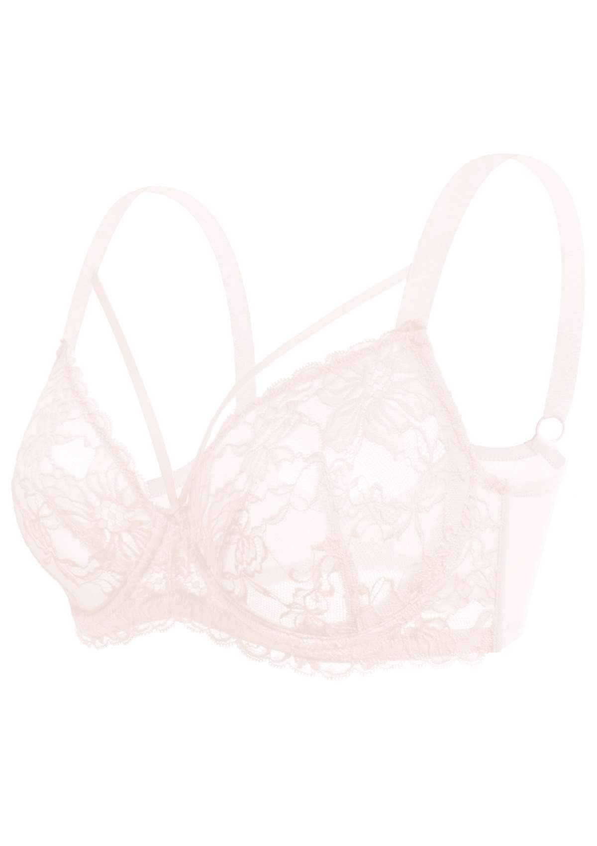 HSIA Pretty In Petals Underwire Lace Bra: No Padding, Full Cup Bra - Light Coral / 34 / D