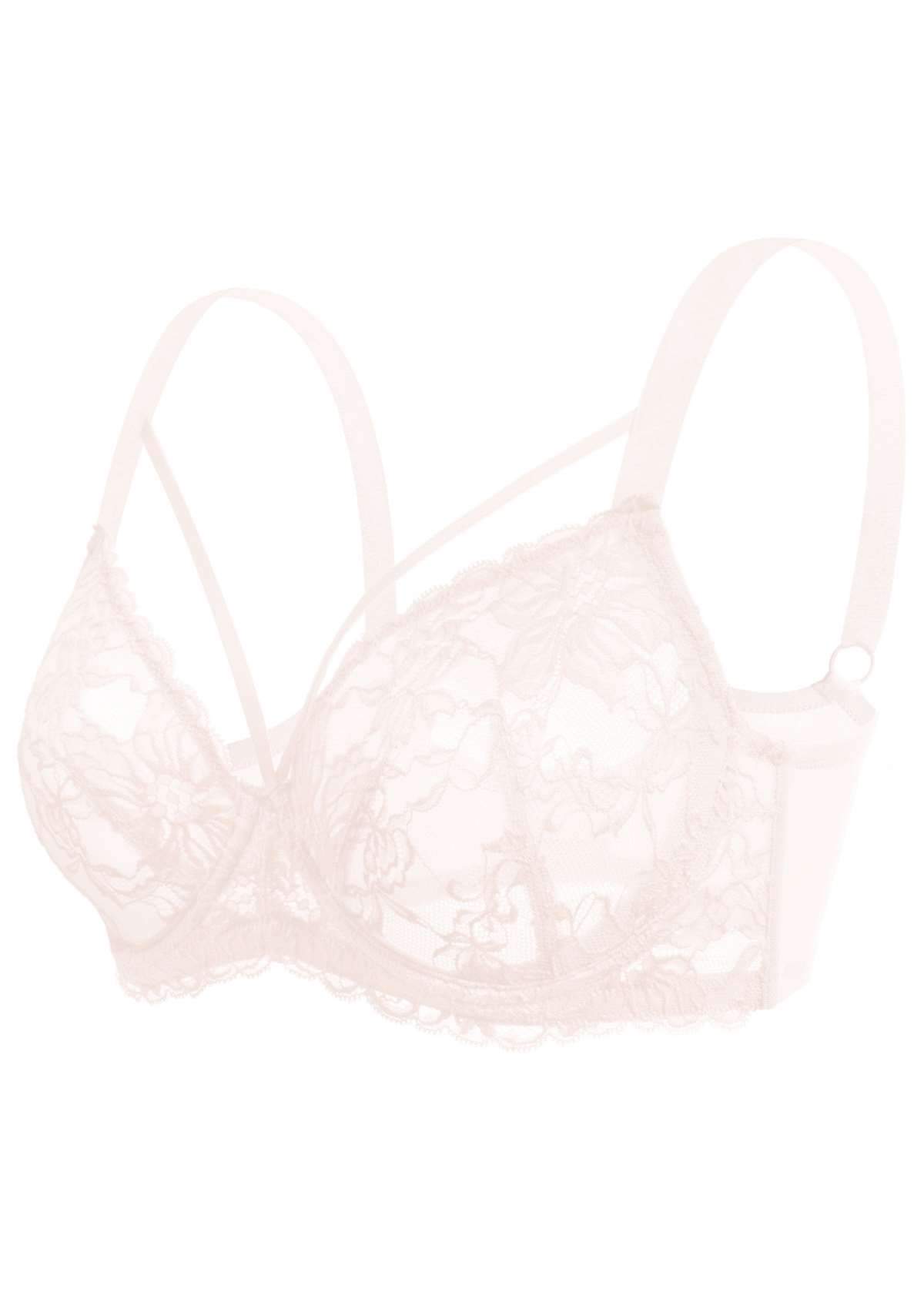 HSIA Pretty In Petals Underwire Lace Bra: No Padding, Full Cup Bra - Pink / 34 / DDD/F