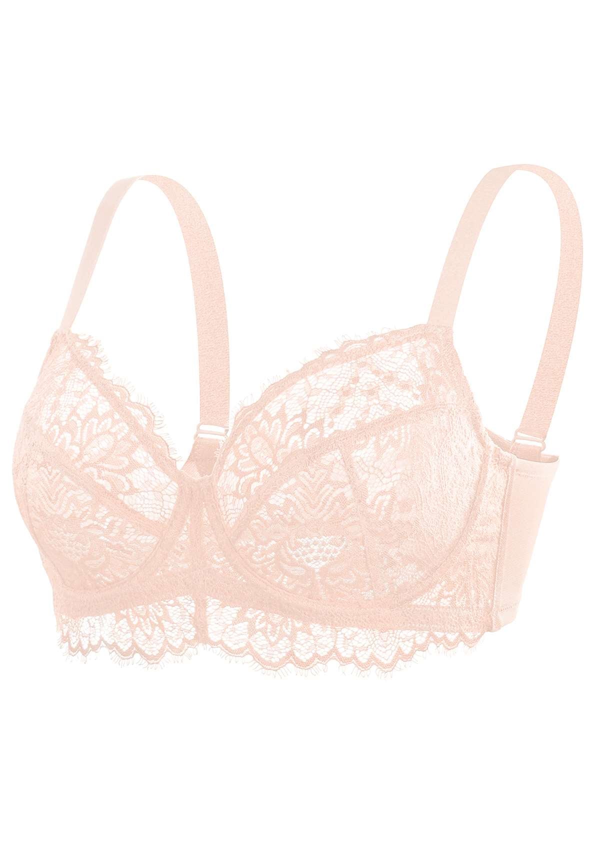 HSIA Pink Sunflower Lace Underwire Bra  - Pink / 40 / DD/E