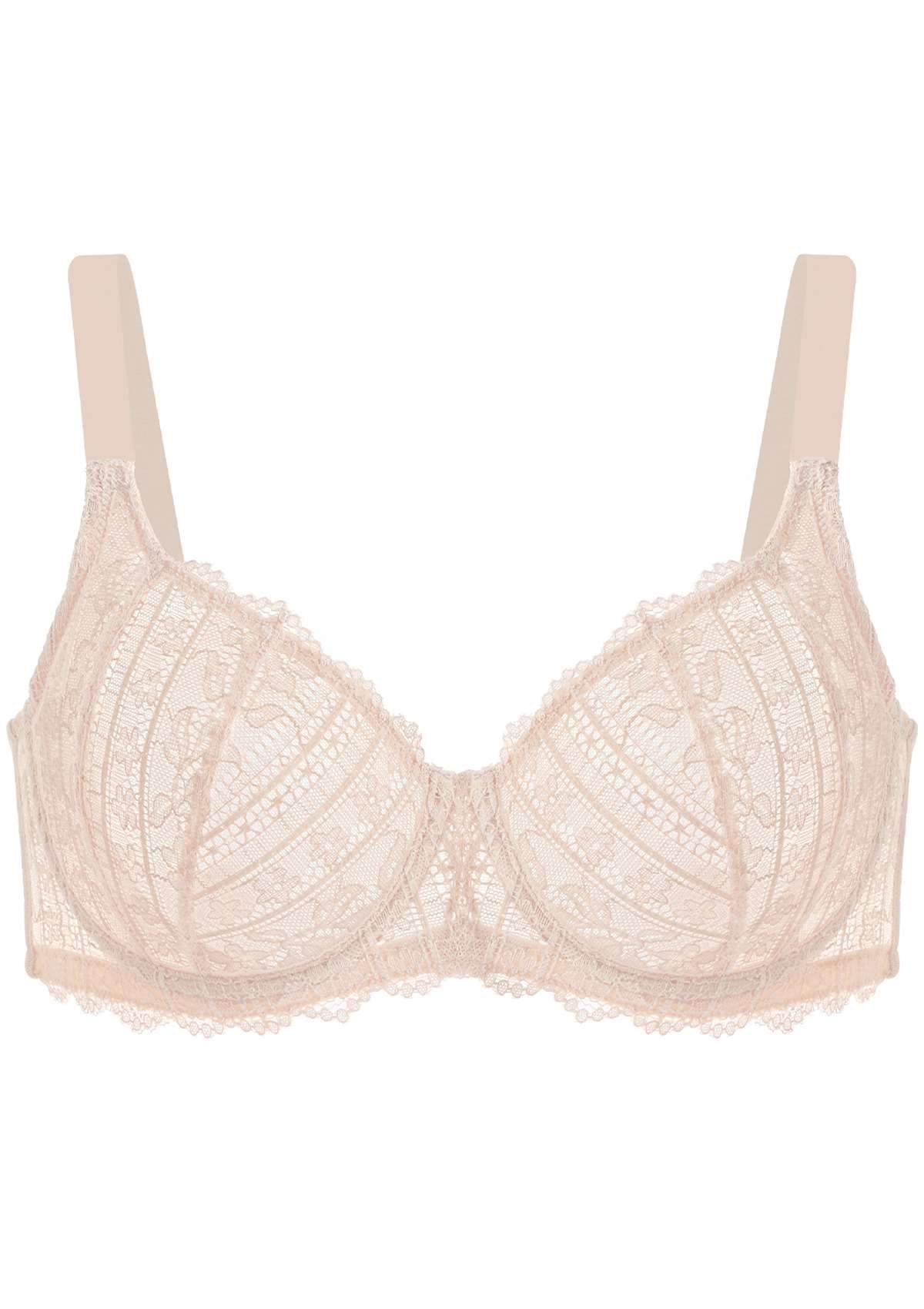 HSIA Vertical Lace Up Bra: Plus Size Back Smoothing Bra - Light Pink / 36 / DD/E