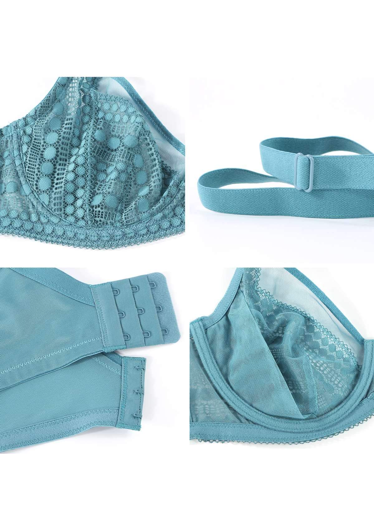 HSIA Heroine Matching Bra And Underwear Set: Bra For Big Boobs - Brittany Blue / 42 / C