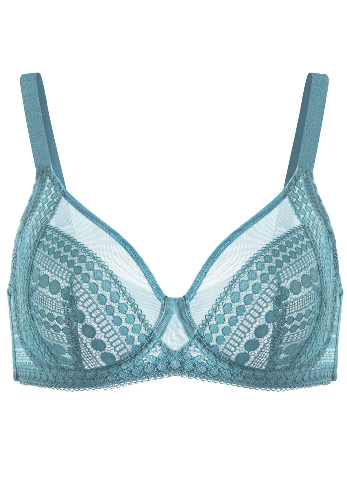 HSIA Heroine Matching Bra And Underwear Set: Bra For Big Boobs - Brittany Blue / 44 / D