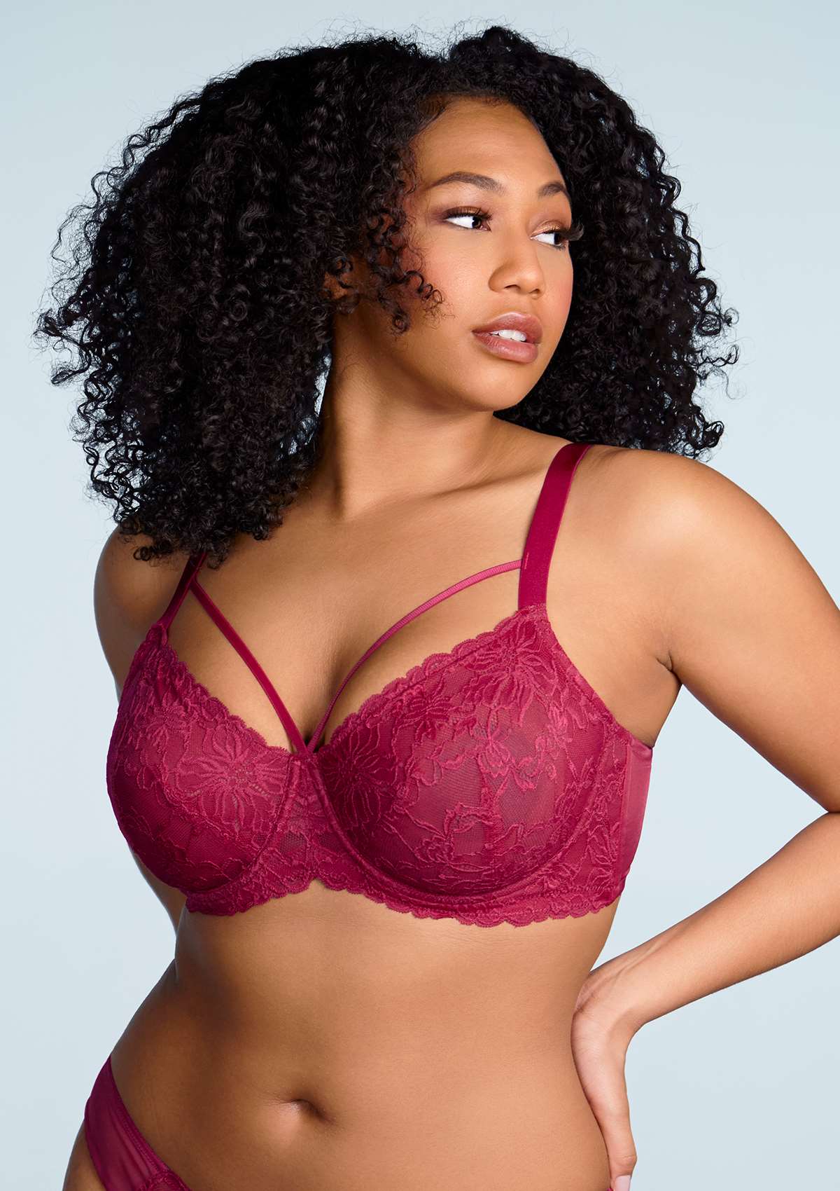 HSIA Pretty In Petals Sexy Lace Bra: Full Coverage Back Smoothing Bra - Red / 44 / C