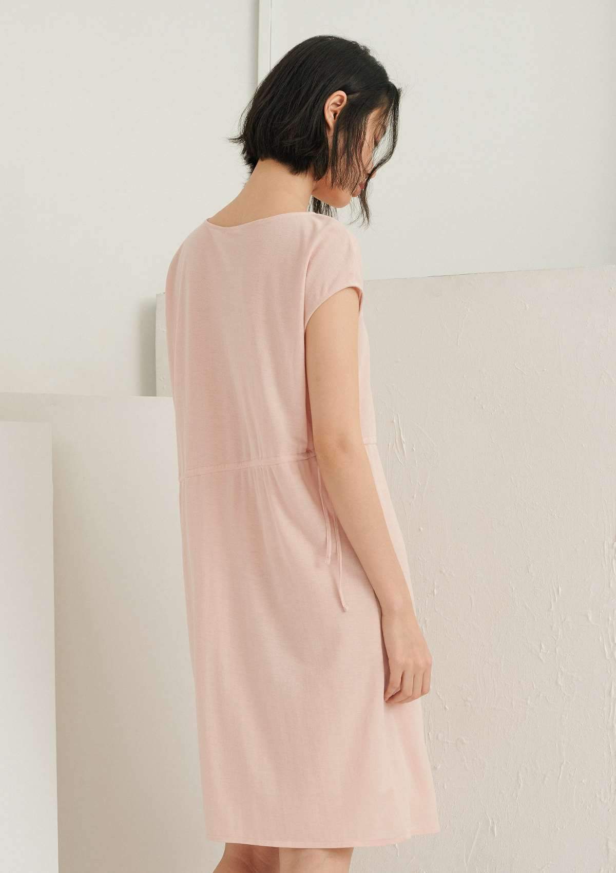 HSIA Sleepdress With Waist Drawstring And Seamless Shoulder Design - M / Pink