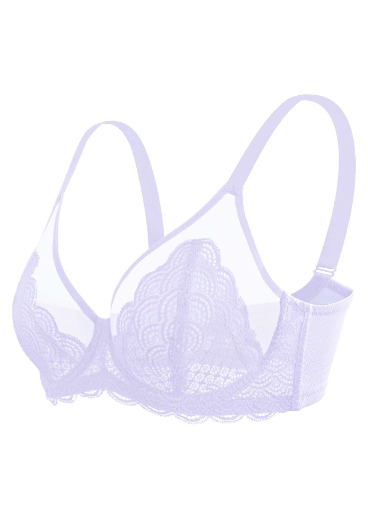 HSIA Mermaid Scales Beautiful Bra: Fitted Soft Cup Bra  - Light Purple / 42 / DDD/F