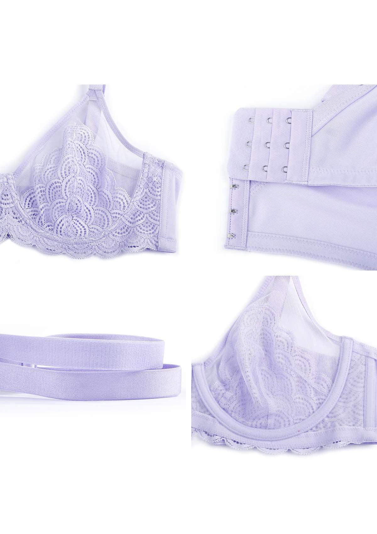 HSIA Mermaid Scales Beautiful Bra: Fitted Soft Cup Bra  - Light Purple / 42 / DDD/F