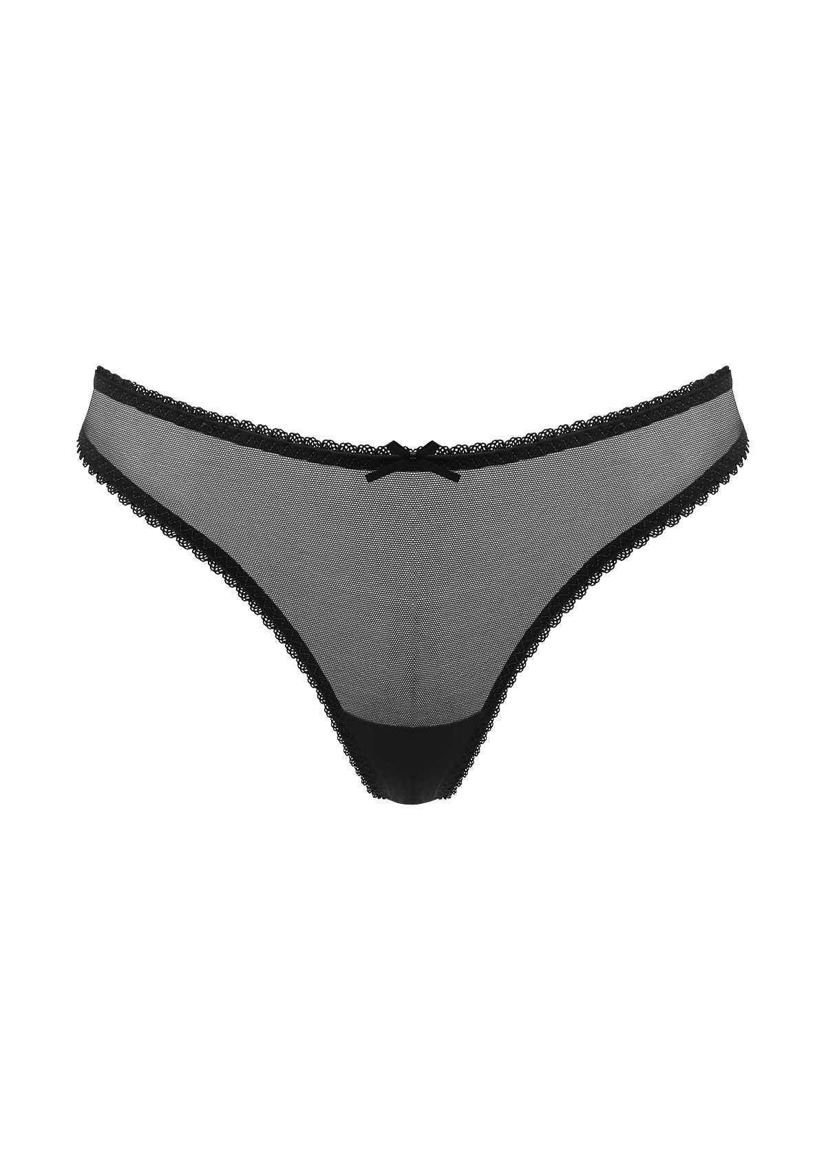 HSIA Sexy Mesh Eyelash Lace Trim Thong Underwear 3 Pack - XL / Black+White+Light Coral