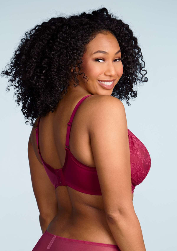 HSIA Pretty In Petals Lace Panties And Bra Set: Plus Size Women Bra - Red / 44 / I