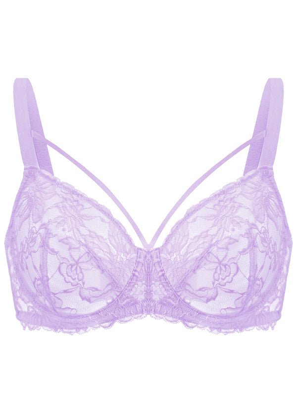 HSIA Pretty In Petals See-Through Lace Bra: Lift And Separate - Purple / 34 / D