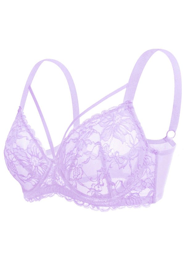 HSIA Pretty In Petals See-Through Lace Bra: Lift And Separate - Purple / 42 / D