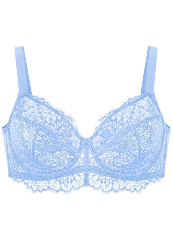 HSIA Blue Sunflower Lacy Underwire Bra - Sky Blue / 38 / DD/E