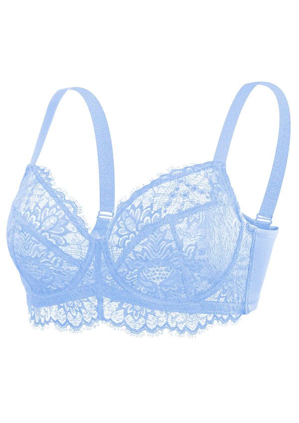 HSIA Blue Sunflower Lacy Underwire Bra - Sky Blue / 38 / DD/E