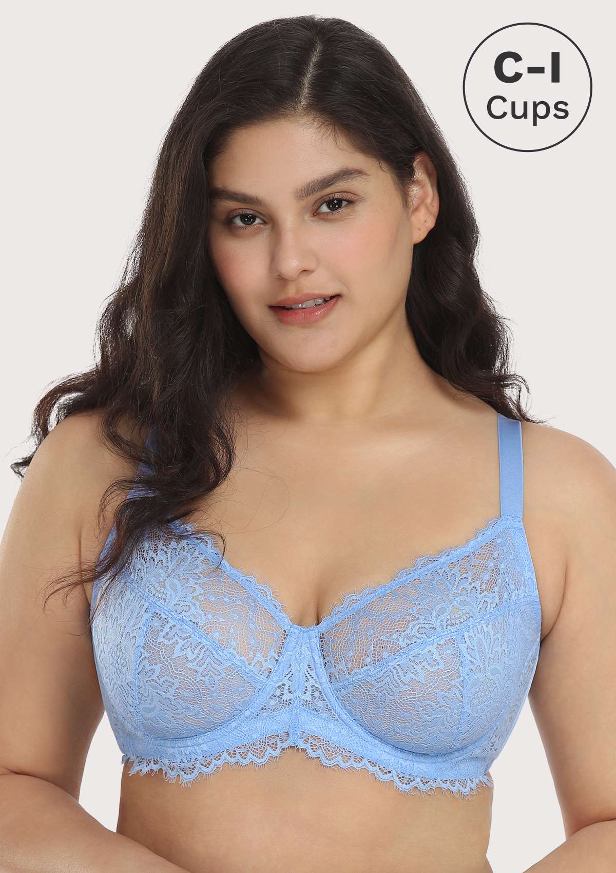 HSIA Blue Sunflower Lacy Underwire Bra - Sky Blue / 38 / I