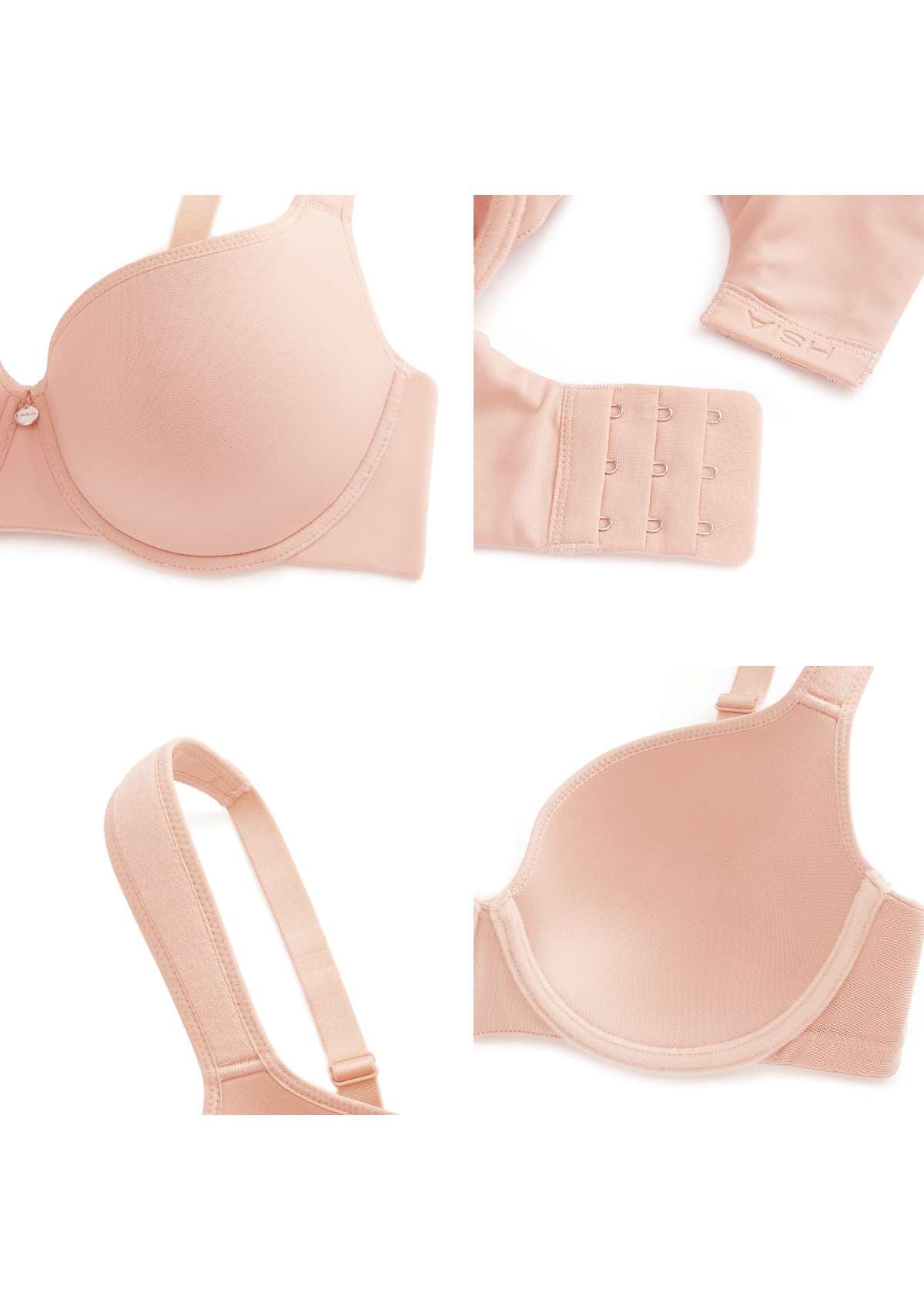 HSIA Patricia Smooth Classic T-shirt Lightly Padded Minimizer Bra - Light Pink / 34 / H