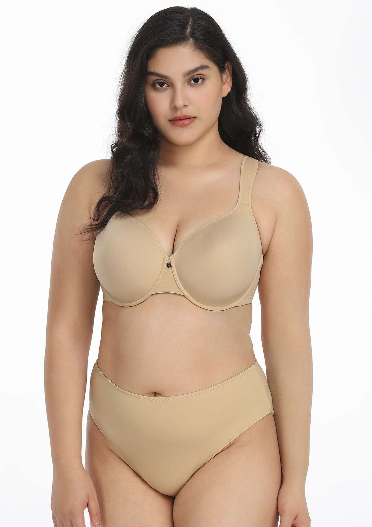 HSIA Patricia Seamless Lightly Padded Minimizer Bra -for Bigger Busts - Beige / 38 / D