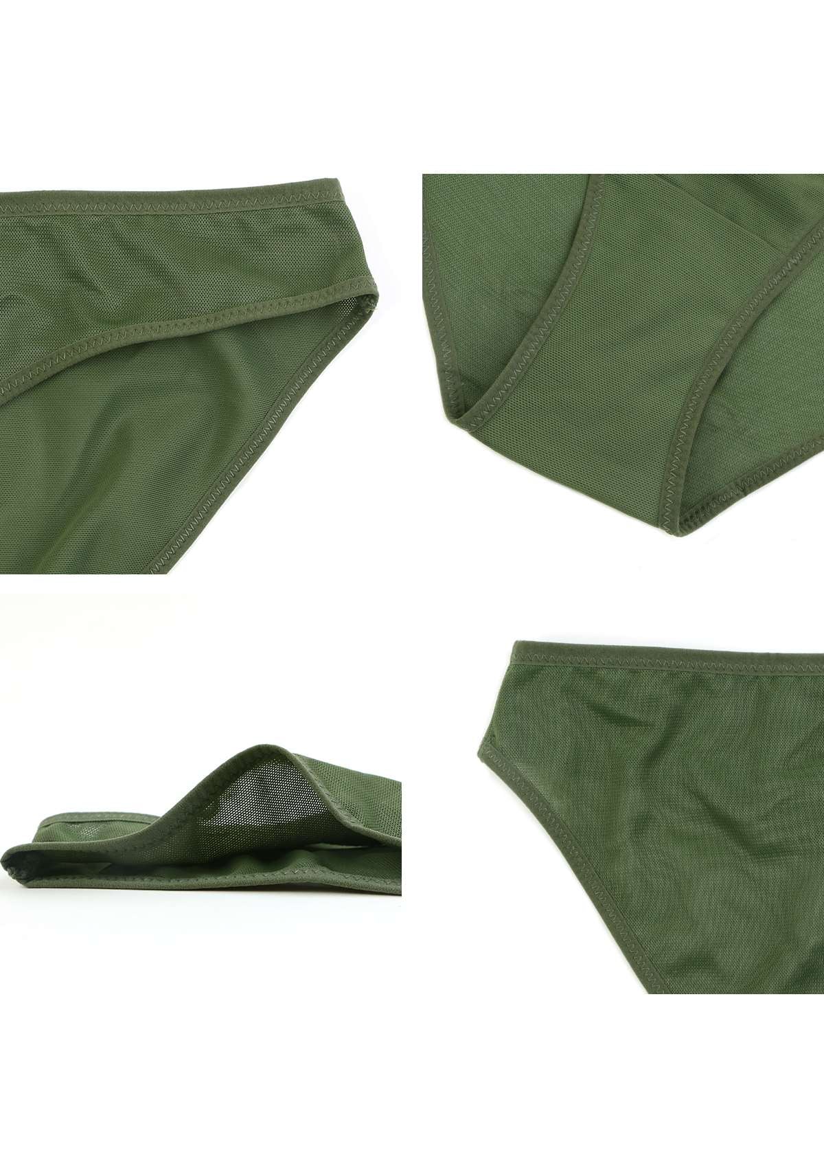 HSIA Billie Smooth Sheer Mesh Lightweight Soft Comfy Bikini Underwear - XL / Dark Green