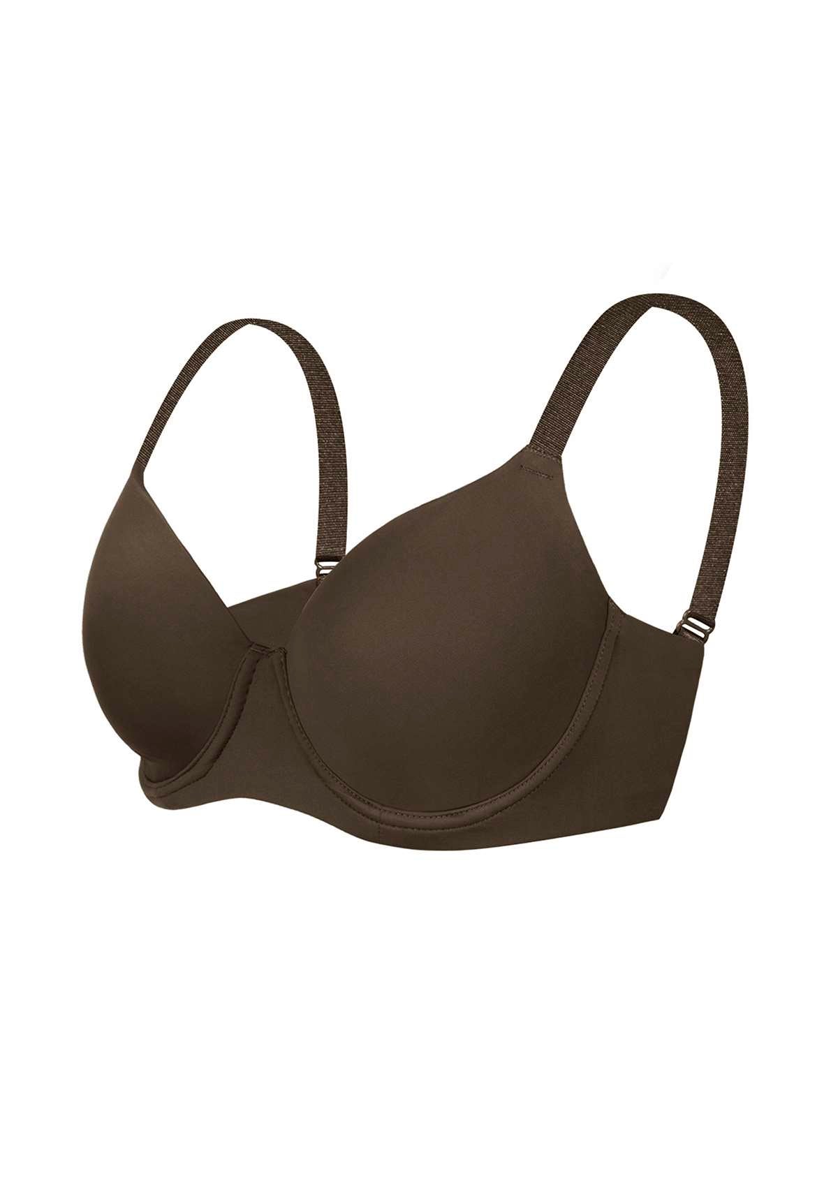 HSIA Gemma Smooth Supportive Padded T-shirt Bra - For Full Figures - Cocoa Brown / 38 / D