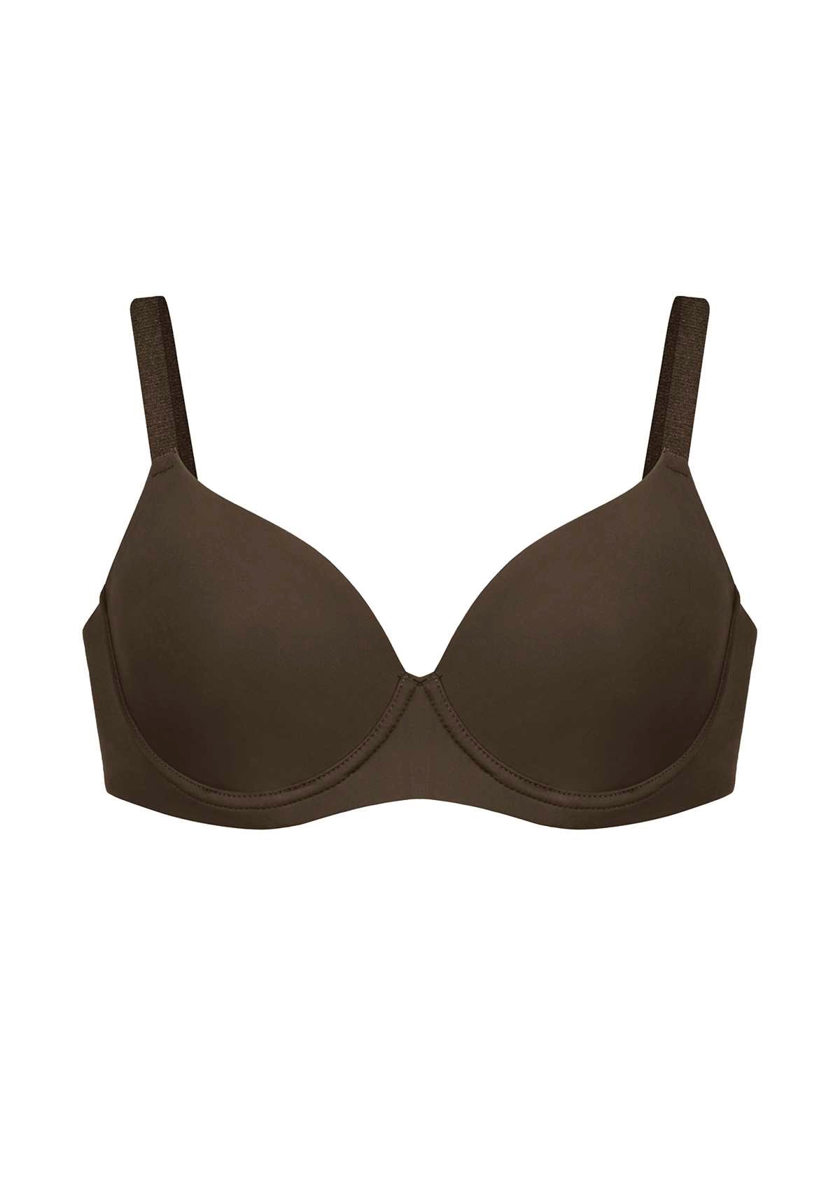 HSIA Gemma Smooth Supportive Padded T-shirt Bra - For Full Figures - Cocoa Brown / 34 / DD/E