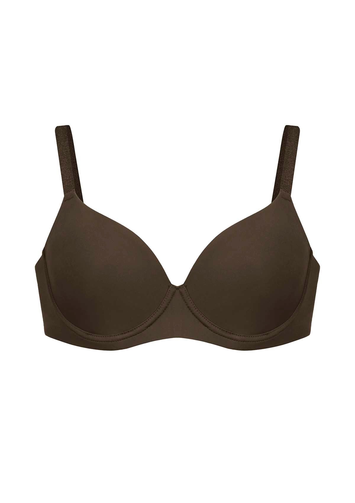 HSIA Gemma Smooth Supportive Padded T-shirt Bra - For Full Figures - Cocoa Brown / 34 / C