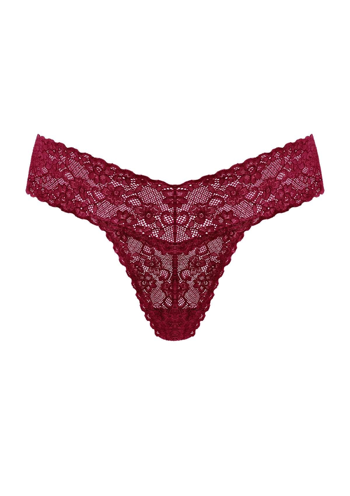 HSIA Soft Sexy Lace Cheeky Thong Underwear 3 Pack - M / Black+Burgundy+White