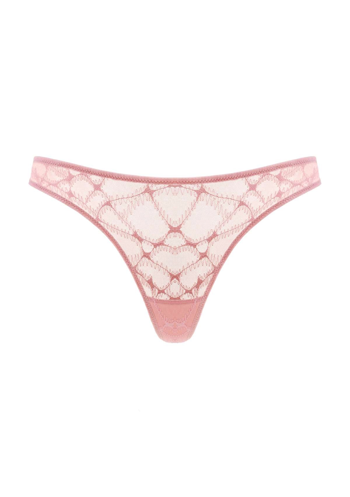 HSIA Soft Sexy Mesh Thong Underwear 3 Pack - L / Black+White+Light Coral