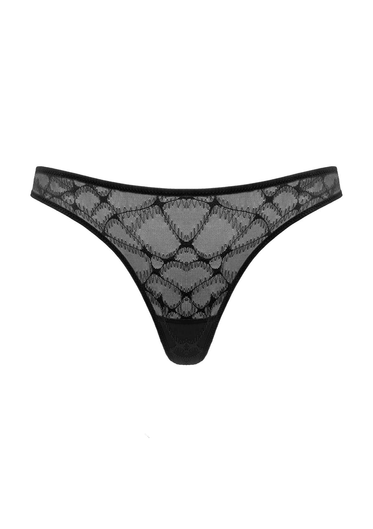 HSIA Soft Sexy Mesh Thong Underwear 3 Pack - S / Black+White+Light Coral