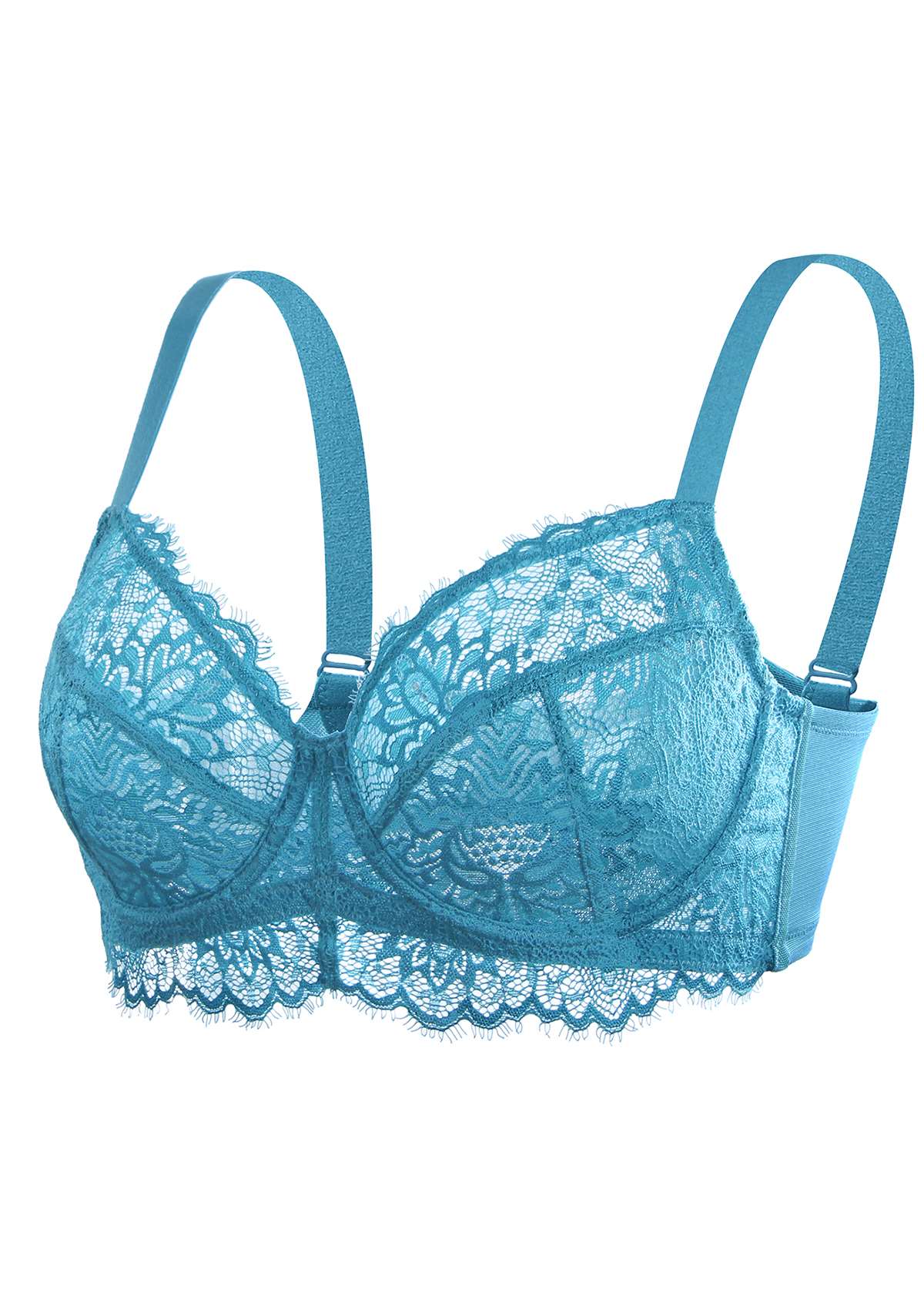 HSIA Sunflower Lace Bra And Panty: Cute Plus Size Comfort Bra - Horizon Blue / 44 / C