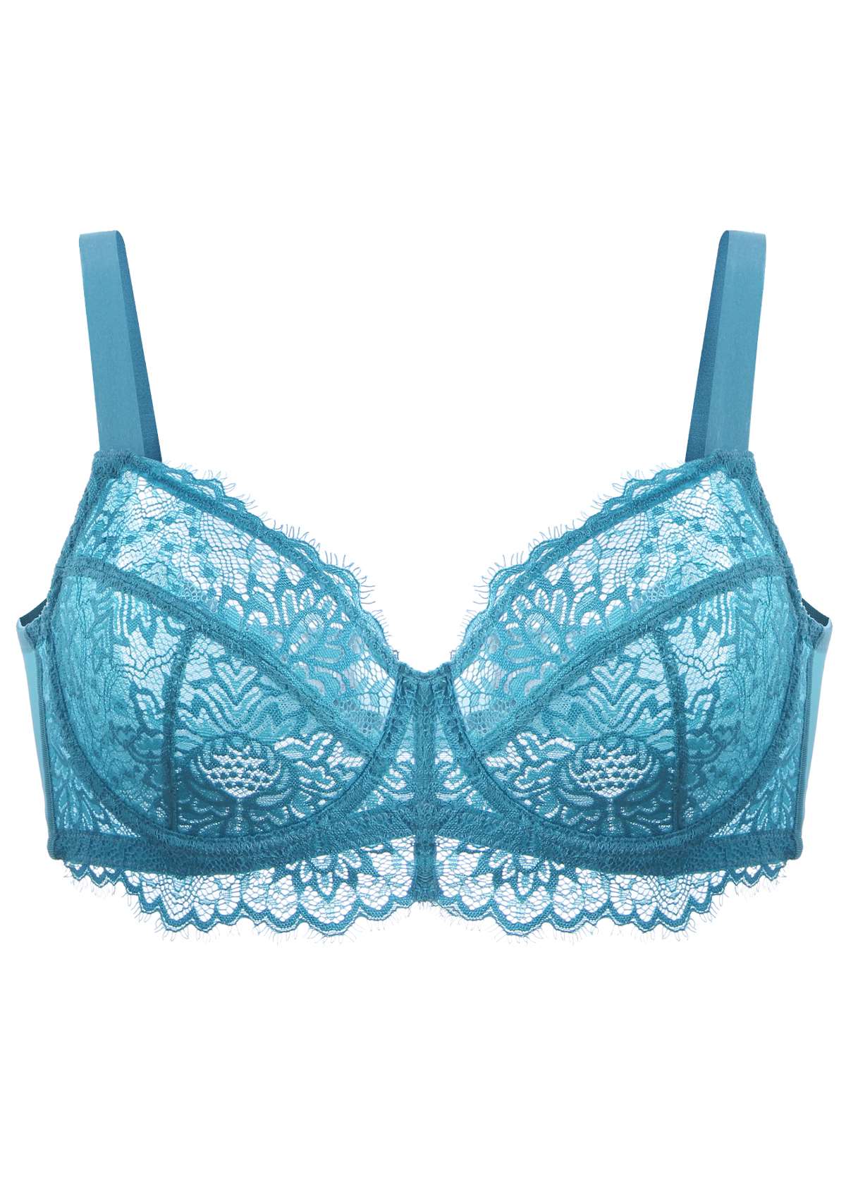 HSIA Sunflower Lace Bra And Panty: Cute Plus Size Comfort Bra - Horizon Blue / 34 / G